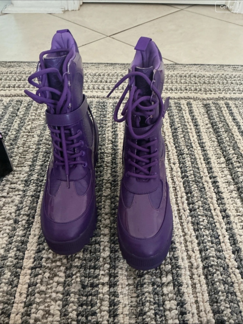 Cape Robbin Purple Lace-Up Chunky Ankle Boots - Picture 6 of 7